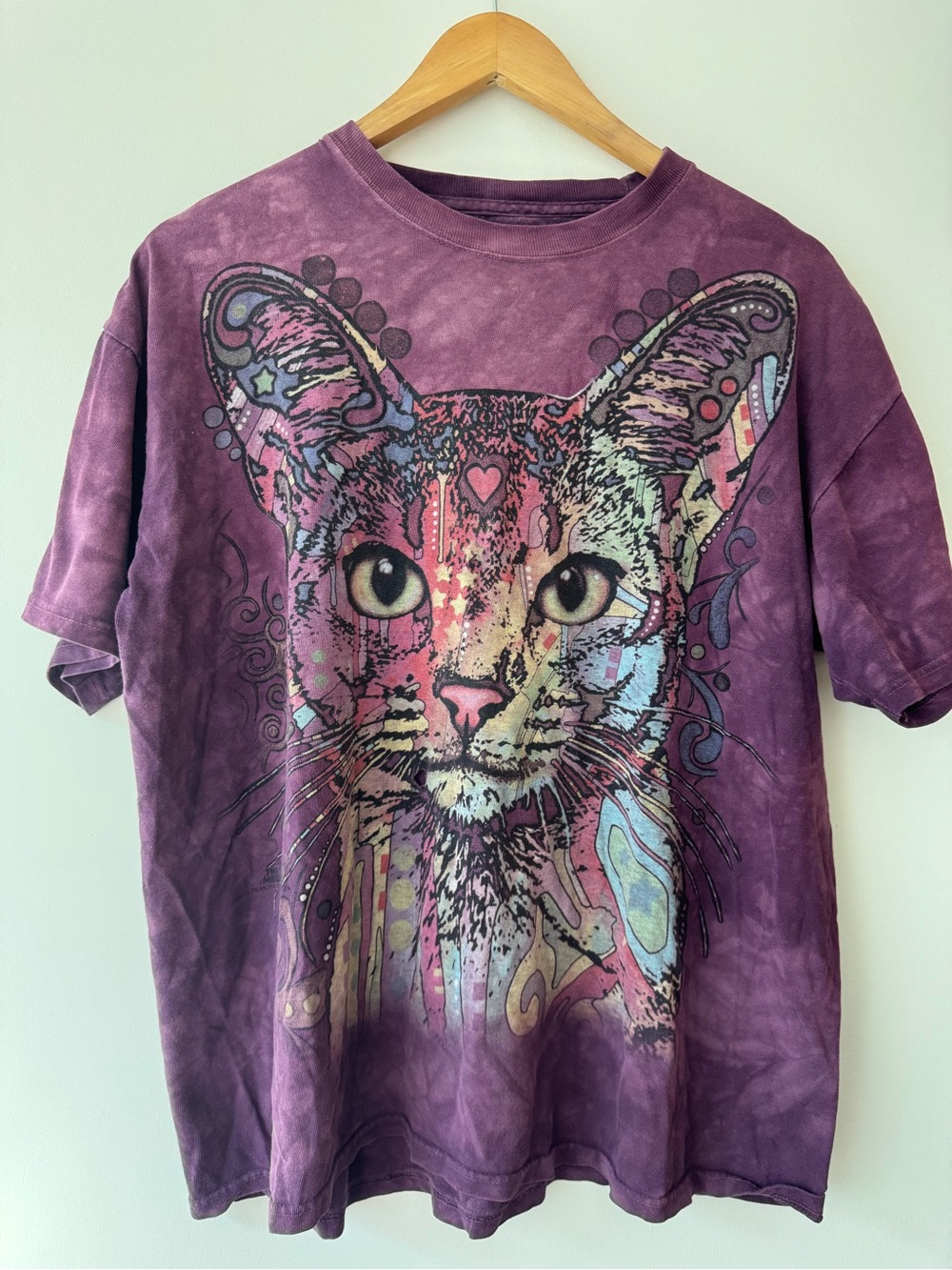 The Mountain Abstract Psychedelic Cat Tie Dye T-Shirt L